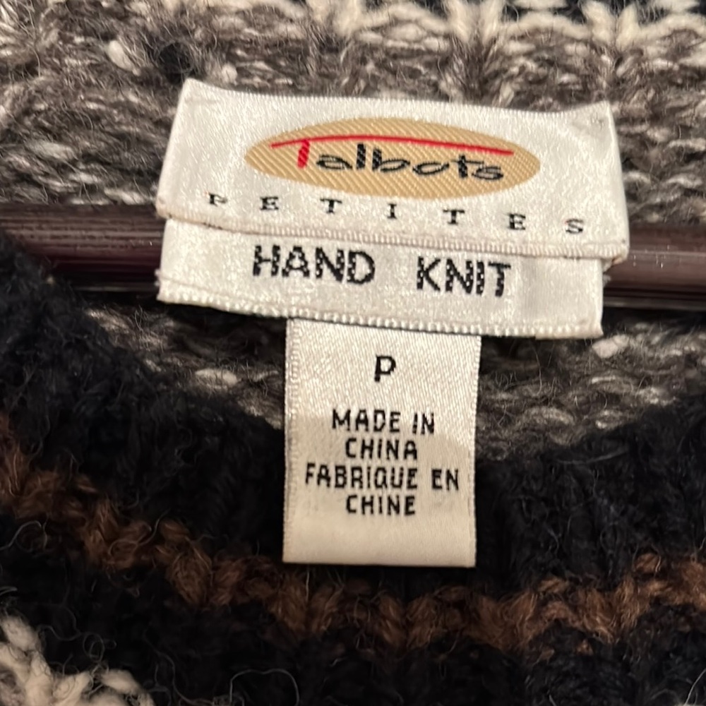 Talbots Black and Brown Hand-Knit Sweater